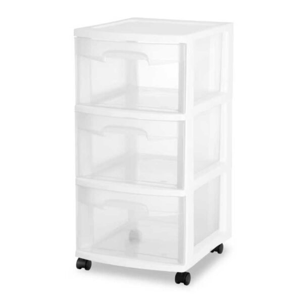 Sterilite 3 Drawer Cart, White