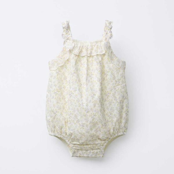 TEXTURED FLORAL ROMPER Ecru