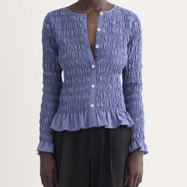 The Smocked Cardigan Blue Dusk