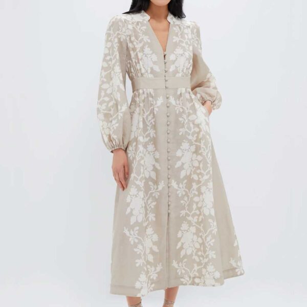 Tuckernuck Sand Floral Stripe Serena Dress