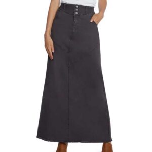 Wash Lab Denim Pieced Denim Maxi Skirt Dark Smoke
