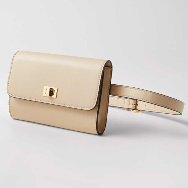 Weekend Collection Buckle Leather Belt Bag Pearl Shadow