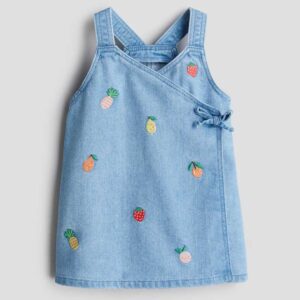Wrapover Denim Dress Denim blue/fruit