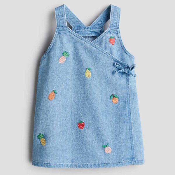 Wrapover Denim Dress Denim blue/fruit