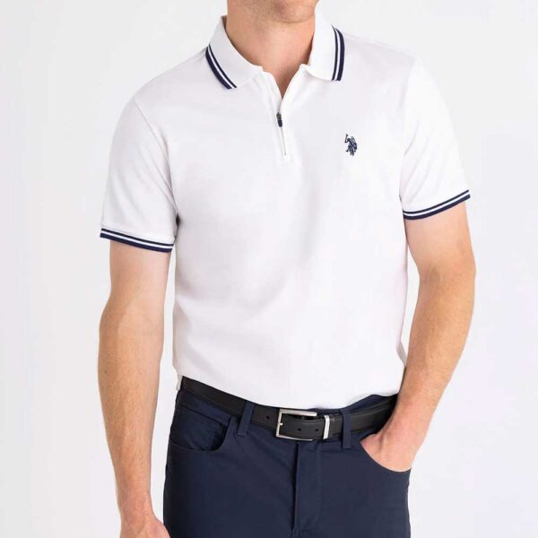 ZIPPER PLACKET TIPPED JERSEY POLO SHIRT