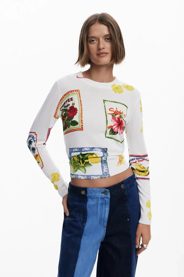 Desigual Women's Tropical stamps sweater