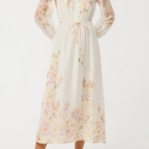 Placed Floral Long Sleeve Midi Dress Ever New