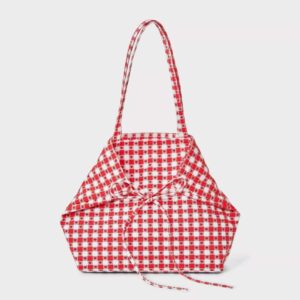Americana Heart Gingham Canvas Tote Bag - Wild Fable™ Red