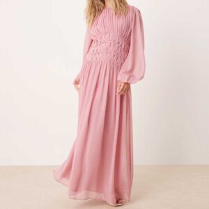 ASOS DESIGN macrame waisted detail maxi dress in dusky pink