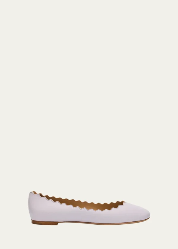 Chloe Lauren Scalloped Leather Ballet Flats