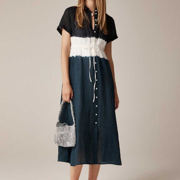 Cerise shirtdress in dip-dyed ramie