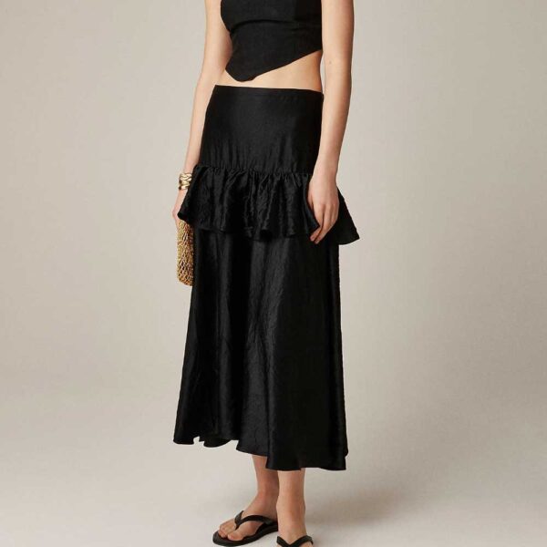 Collection ruffle-tier midi skirt Black