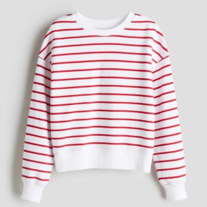 Crew-neck Sweatshirt White/red striped
