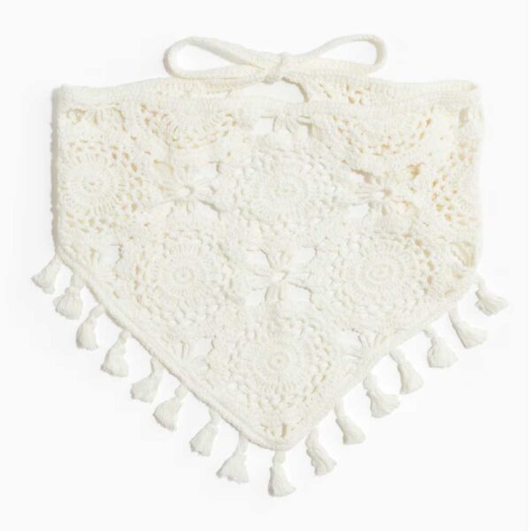Crochet-Look Headscarf White