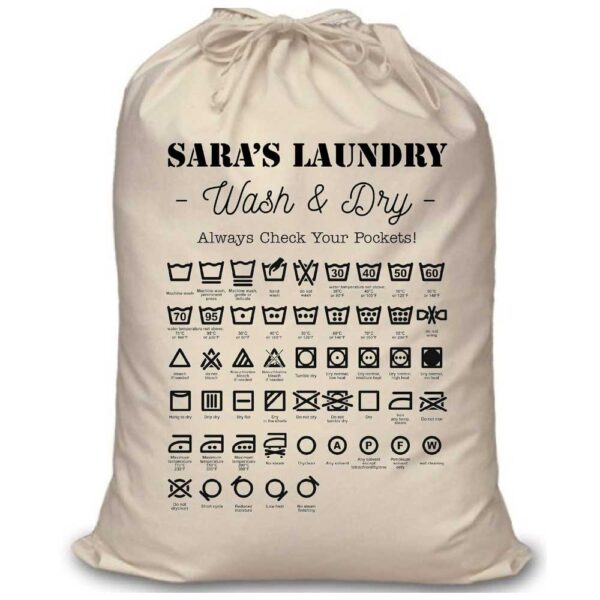 Custom Laundry Bag with Washing Instructions Personalized