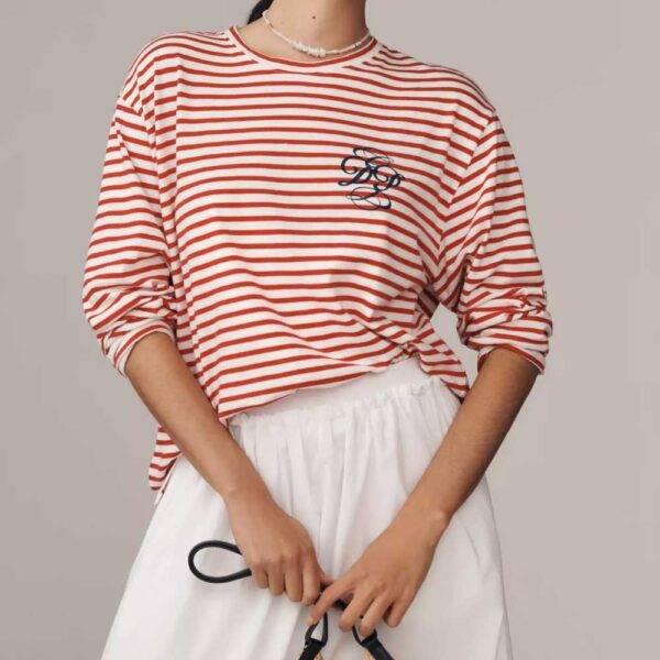 Daily Practice Cotton Long-Sleeve Tee Red Pattern