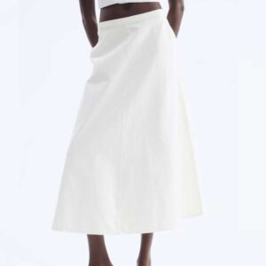 Denim Midi Skirt White