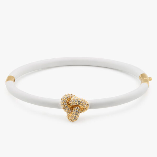 Double Knot Pave Hinged Bangle Clear/White