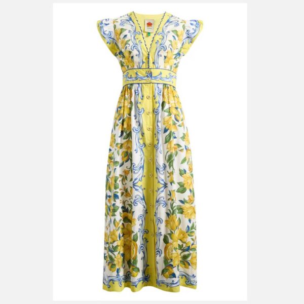 FARM Rio Sicily Scarf Print Cotton Maxi Dress