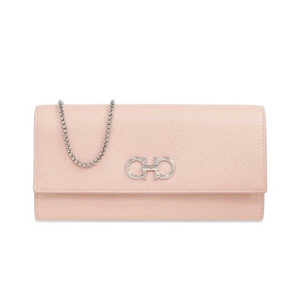 Ferragamo Chain Gancini Wallet Rose