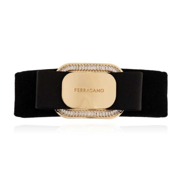 Ferragamo Logo Plaque Velvet Hair Clip