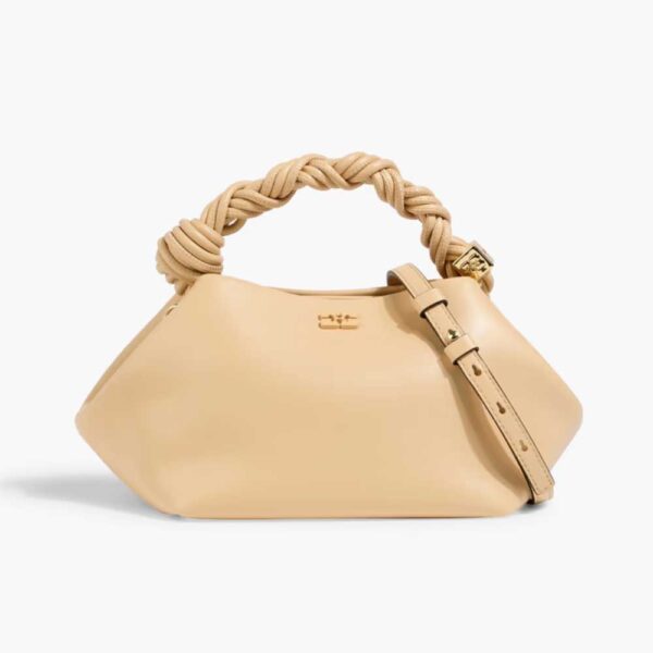 GANNI Bou small embellished knotted leather-blend shoulder bag
