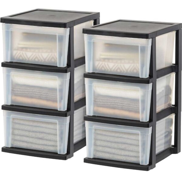 IRIS USA Plastic Drawer Storage Organizer, 3-Drawers