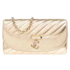 Jimmy Choo Avenue Curve Chain Linked Wallet GOLD