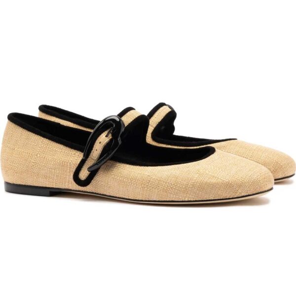 Larroudé Verona Ballet Flat Beige Raffia And Black