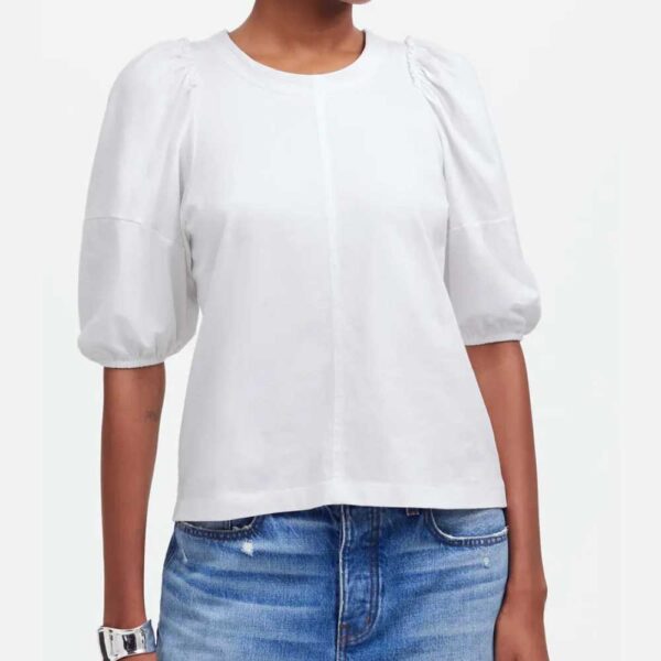 Madewell Puff Sleeve Cotton T-Shirt White