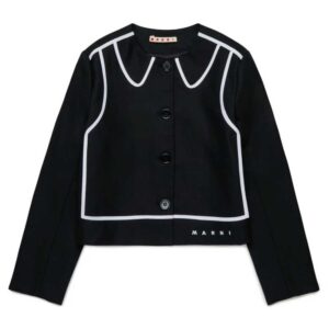 Marni Kids Logo Embroidered Flannel Jacket