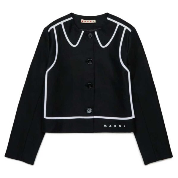 Marni Kids Logo Embroidered Flannel Jacket