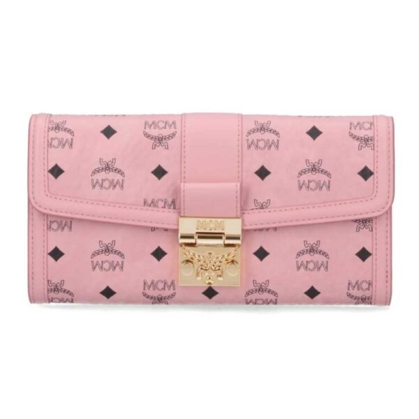 MCM Tracy Chain-Linked Large Crossbody Wallet Pink