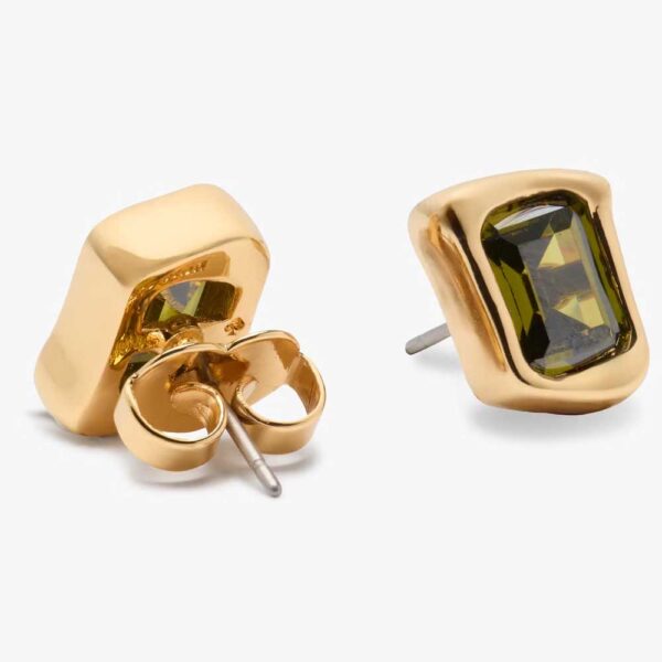 Molten Glass Studs Green/Gold