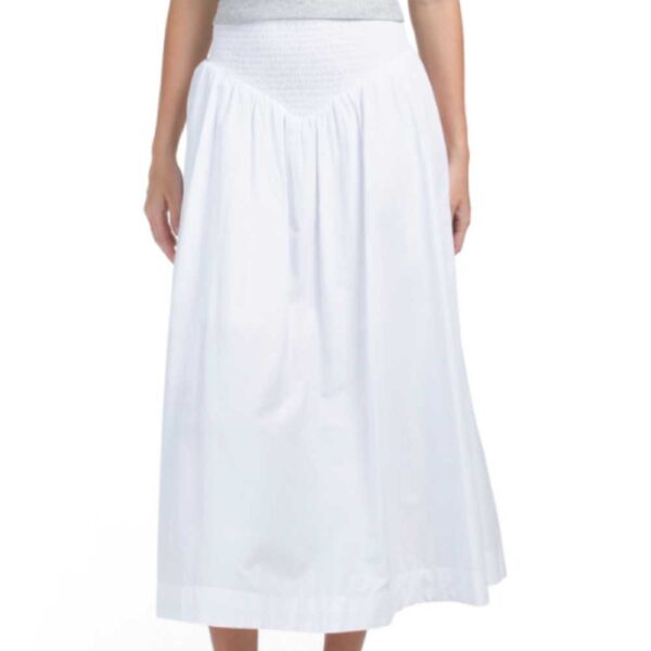 MOON ORCHID V-waist Smocked Poplin Skirt