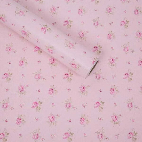 Pink Floral Drawer Shelf Liner Self Adhesive Decorative Rose