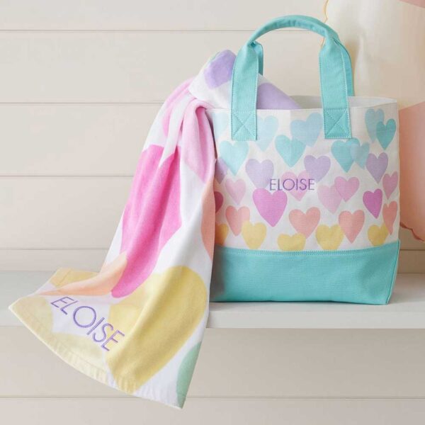 Rainbow Hearts Tote & Towel Set