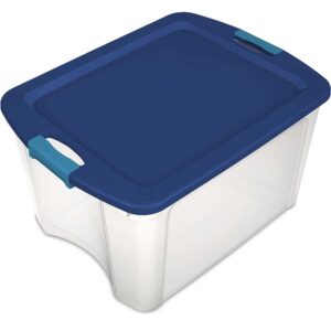 STERILITE True Blue 72 Qt./18 Gal. Latching Storage Bin with Clear Base