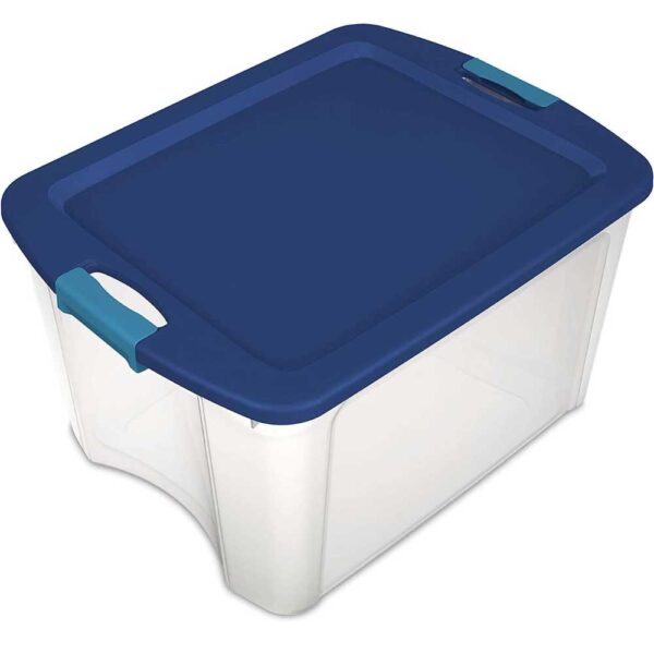 STERILITE True Blue 72 Qt./18 Gal. Latching Storage Bin with Clear Base