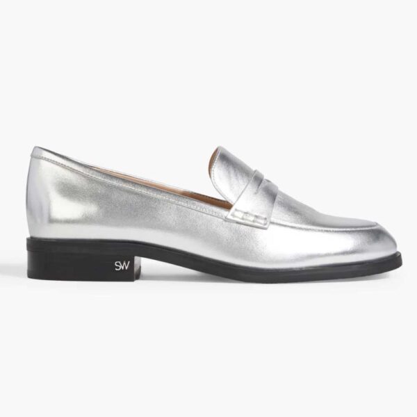 STUART WEITZMAN Emi metallic leather loafers