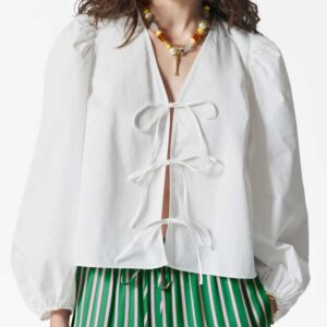 Tie-Front Blouse White