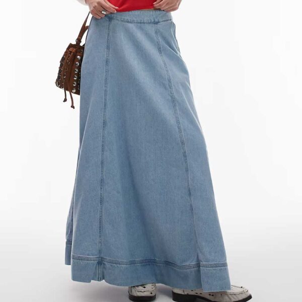 Topshop denim circle maxi skirt in bleach