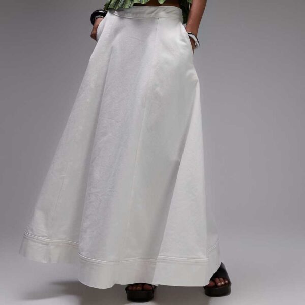 Topshop denim circle maxi skirt in ecru