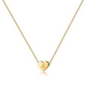 Turandoss Heart Initial Necklace for Women Girls