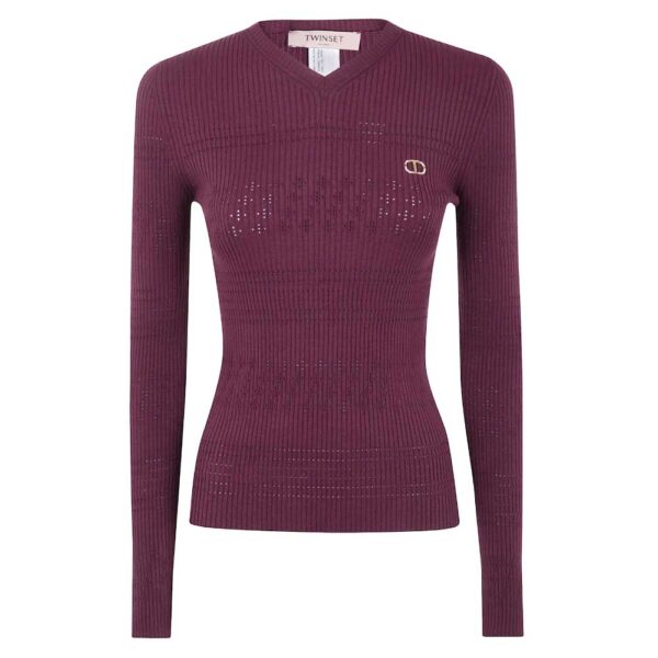 TWINSET Logo Plaque V-Neck Jumper