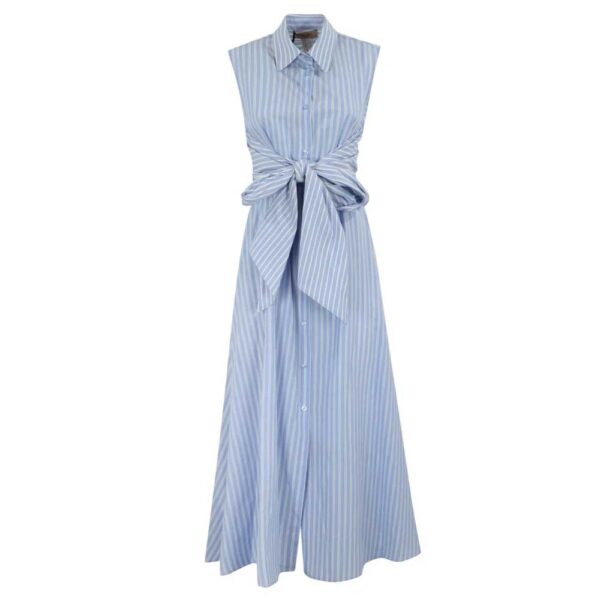 TWINSET Striped Sleeveless Midi Dress