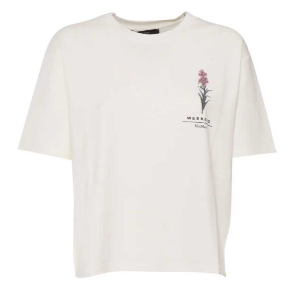 Weekend Max Mara Lecco Floral Patterned Crewneck T-Shirt White