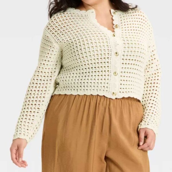 Women's Crochet Button-Front Cardigan - A New Day™
