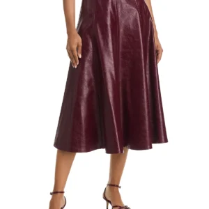 AQUA Faux Leather Midi Skirt - Exclusive