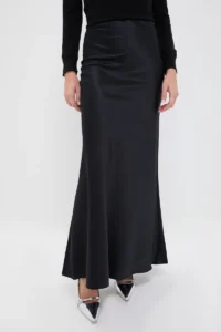 STAUD Black Odin Silk Skirt